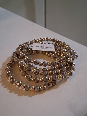 Park Lane Metallic Gold and Gray Layered Bead Bracelet